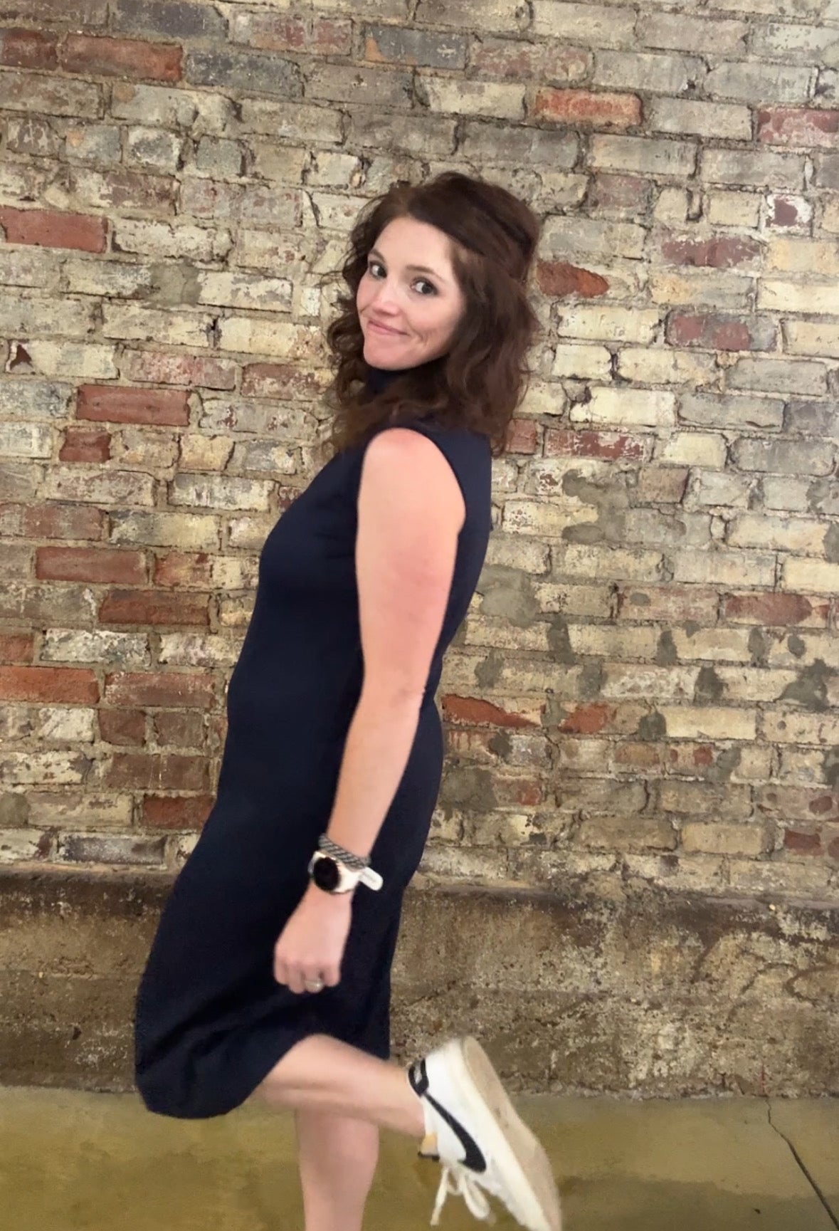 Navy High Neck Dress