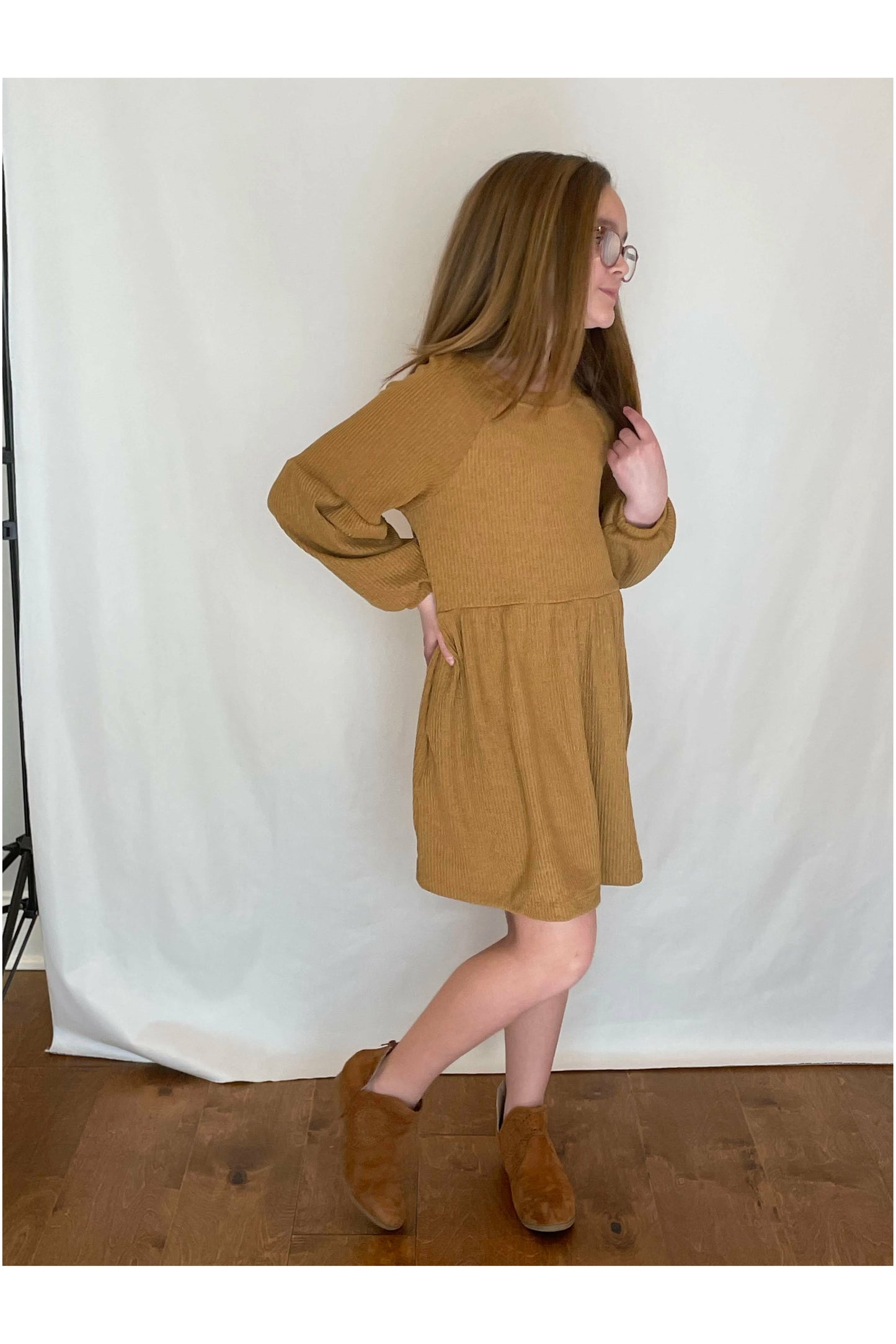 Light Gray Mustard Tunic Dress