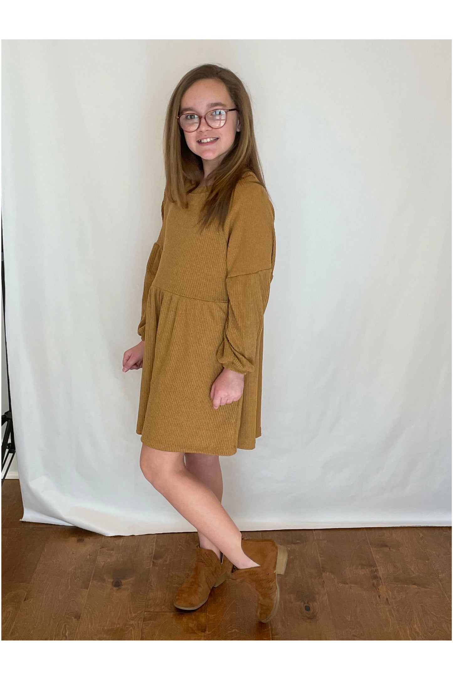 Light Gray Mustard Tunic Dress
