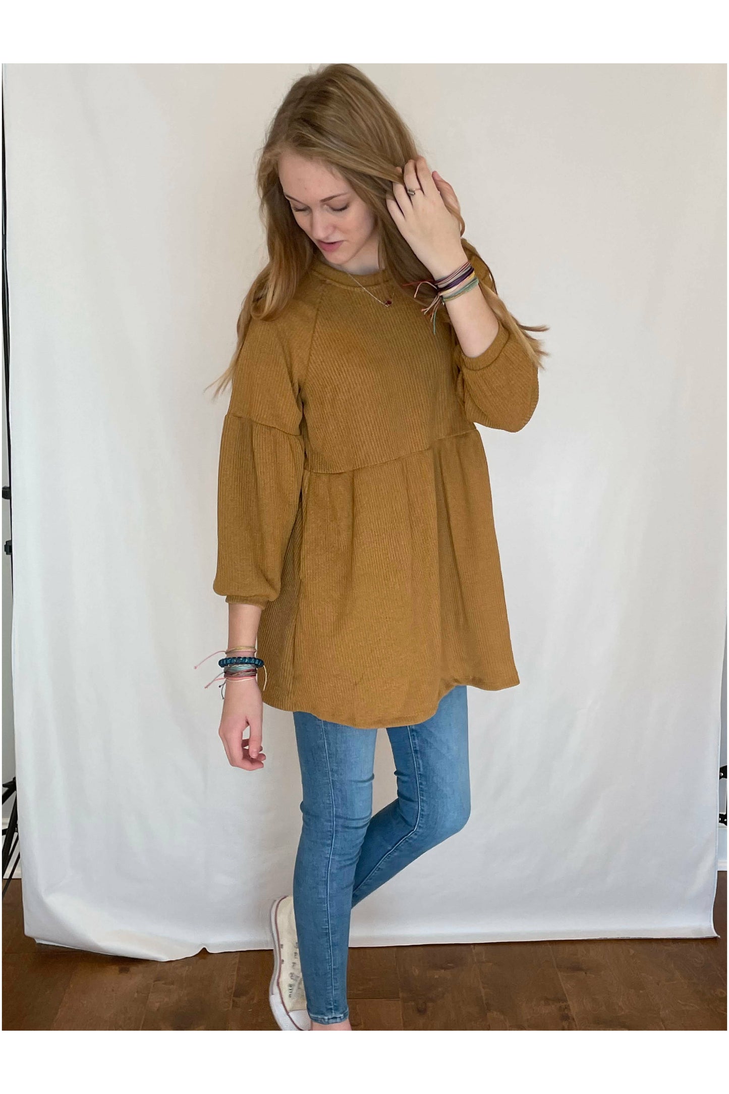 Light Gray Mustard Tunic Dress