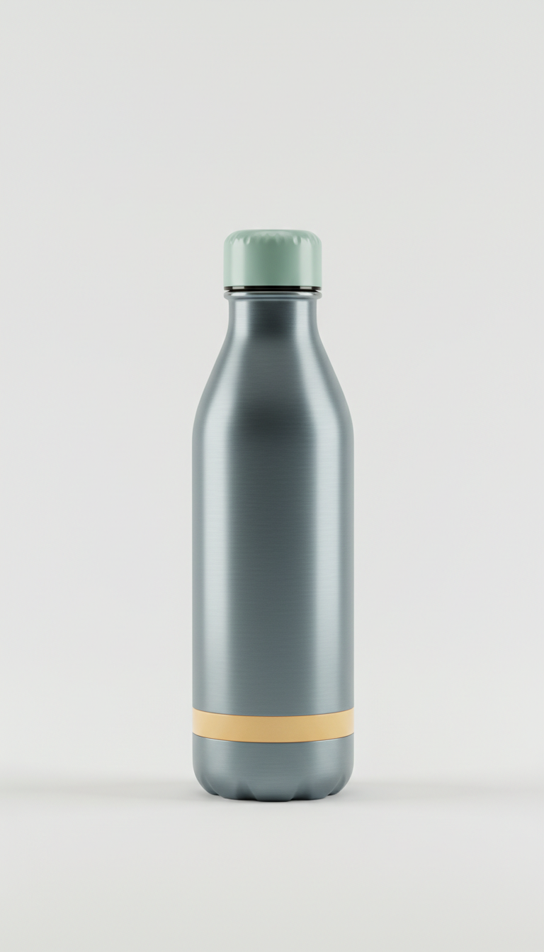 Brushed Metal Water Bottle with Carry Loop