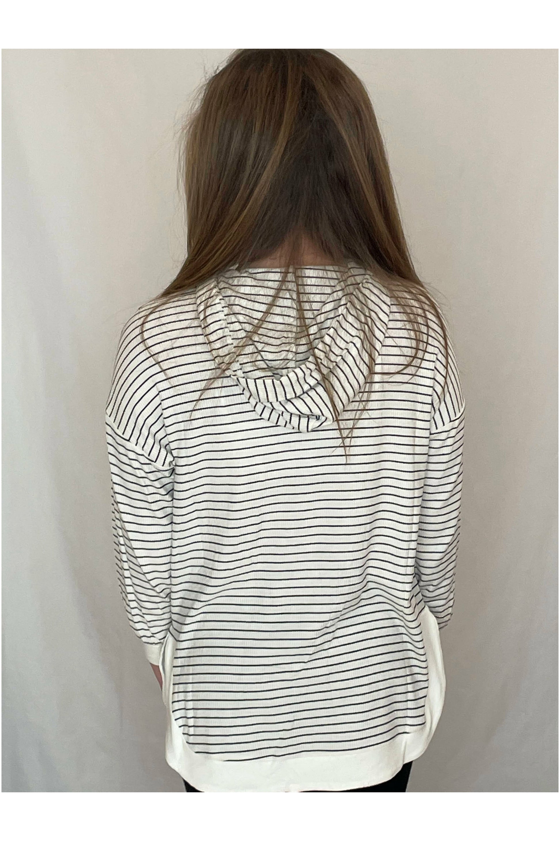 Gray Striped Hoodie