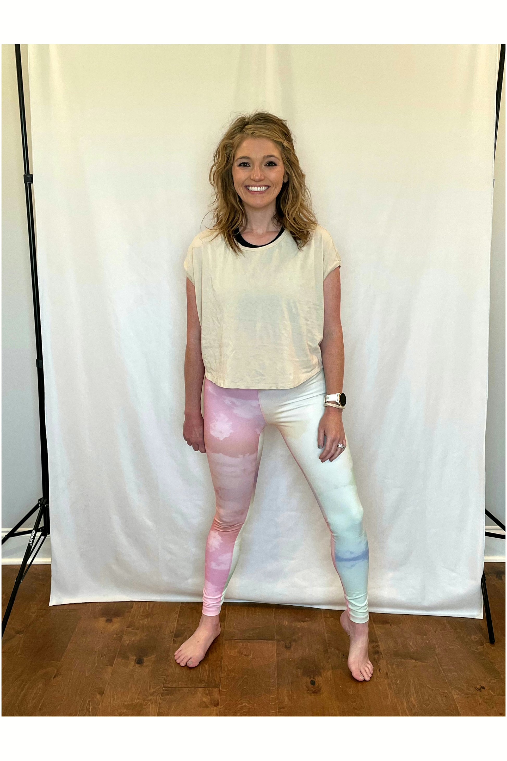 Light Gray Abstract Pastel Active Legging