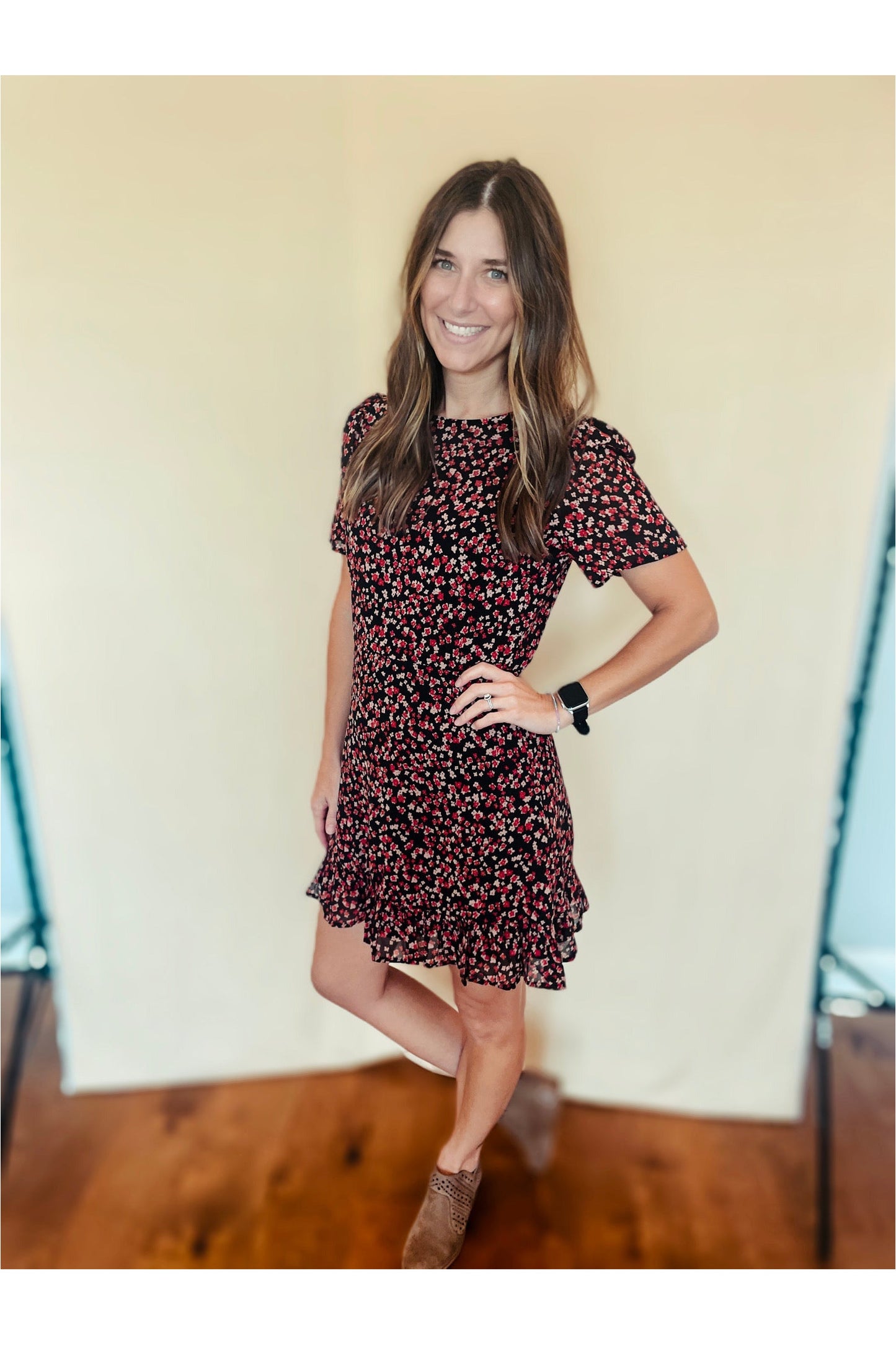 Light Gray Kristin Floral Dress